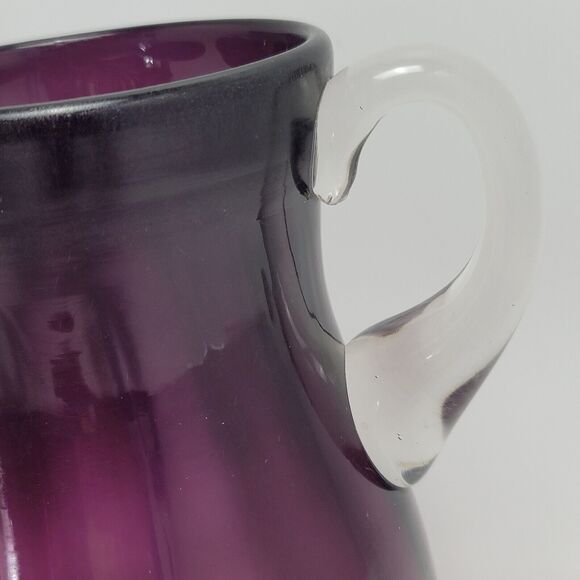 Amethyst Glass Pitcher Purple Lemonade Water JugWith Clear Handle - Picture 11 of 15